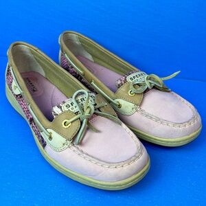 SPERRY Topsider Women's Size 10M Pink Snakeskin Style Boat Shoes